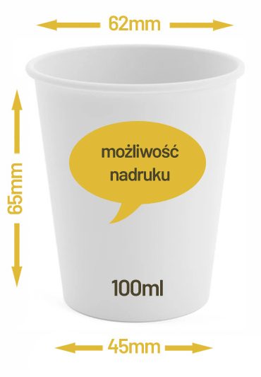 Kubek jednowarstwowy biały 100ml + nadruk