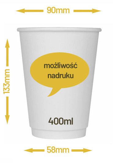 Kubek dwuwarstwowy biały 400ml + nadruk