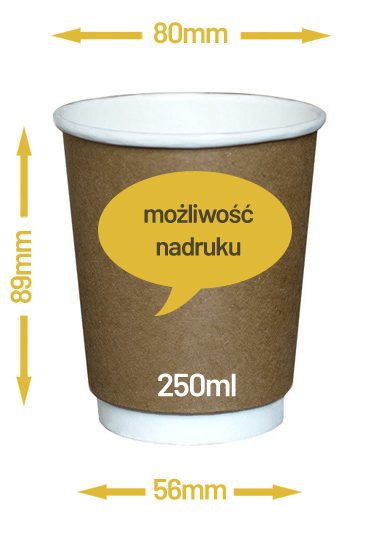 Kubek dwuwarstwowy kraft 250ml + nadruk