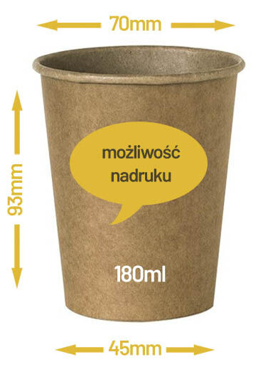 Kubek jednowarstwowy kraft 180ml + nadruk