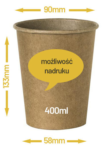 Kubek jednowarstwowy kraft 400ml + nadruk